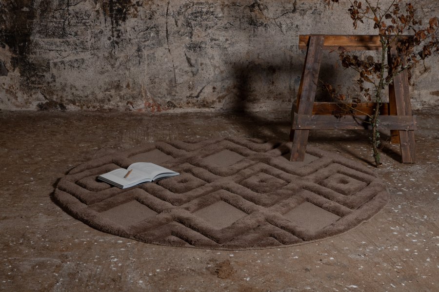 VIND KOLLEKSJON Dahliaull-teppe, rundt - brun nougatull (200)