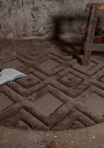 VIND KOLLEKSJON Dahliaull-teppe, rundt - brun nougatull (200)