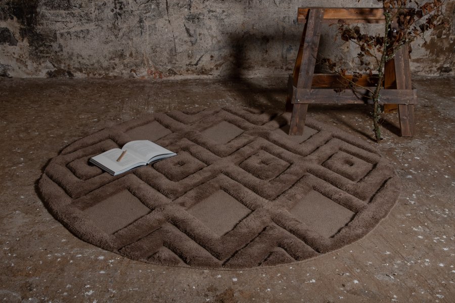 VIND KOLLEKSJON Dahliaull-teppe, rundt - brun nougatull (200)