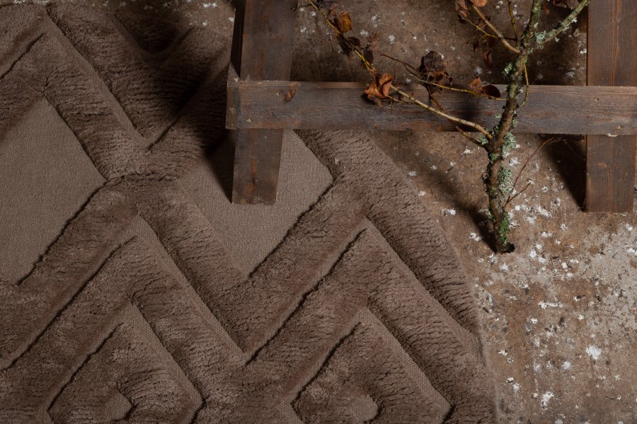 VIND KOLLEKSJON Dahliaull-teppe, rundt - brun nougatull (200)