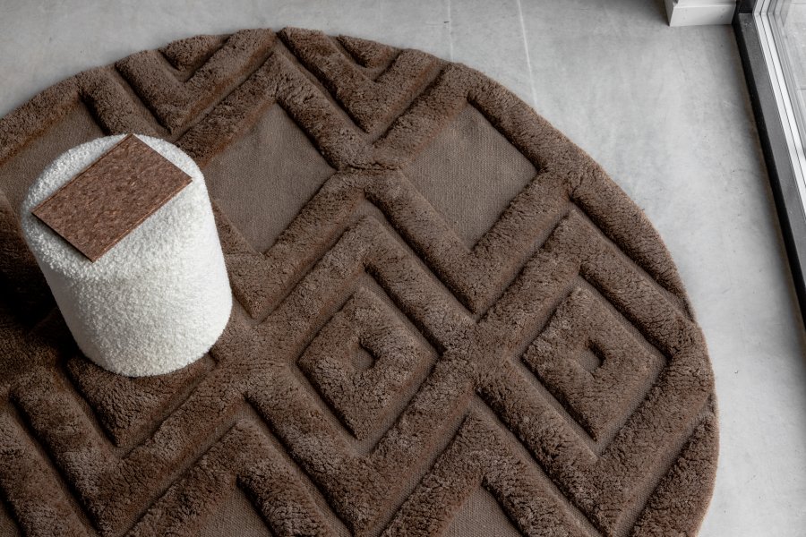 VIND KOLLEKSJON Dahliaull-teppe, rundt - brun nougatull (200)