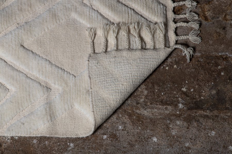 VIND COLLECTION Dahliawool teppe, rektangulrt - hvit ull (400x300)