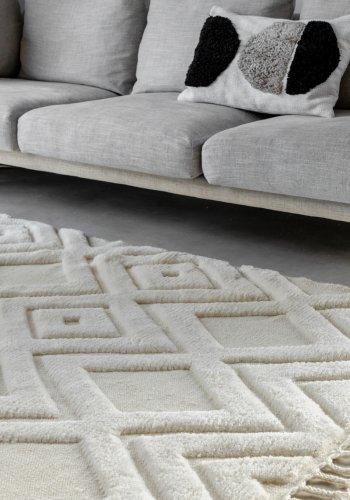 VIND COLLECTION Dahliawool teppe, rektangulrt - hvit ull (400x300)