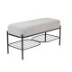 WHITE LABEL LIVING Milou benk, m. 1 hylle - grtt stoff og metall (90x35)