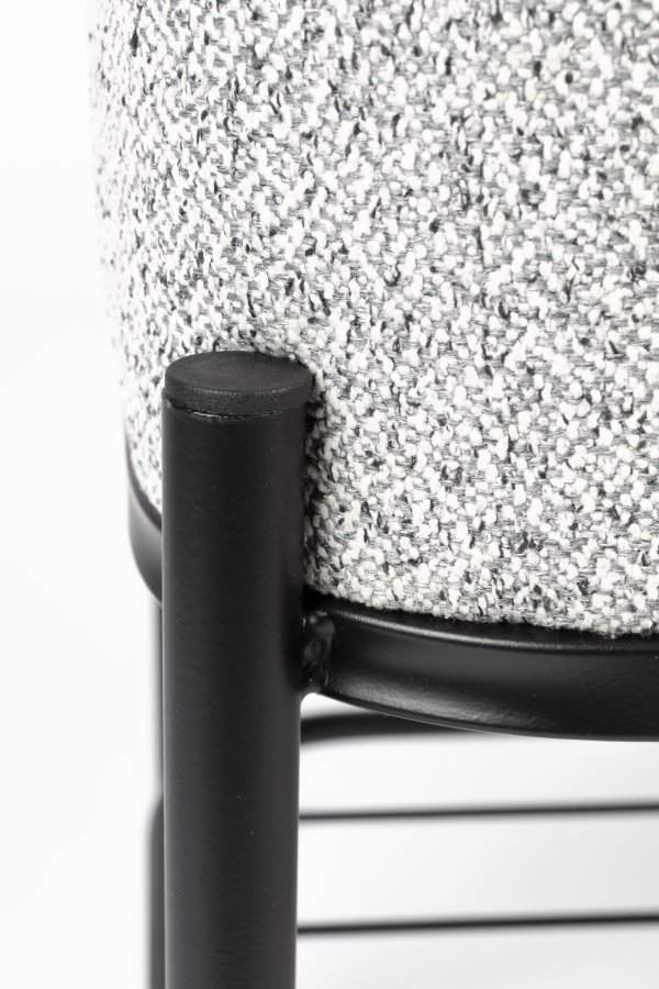 WHITE LABEL LIVING Milou benk, m. 1 hylle - grtt stoff og metall (90x35)