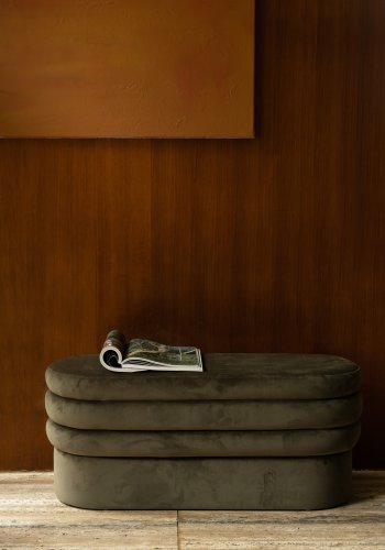 DUTCHBONE Aditi benk, oval - grnn polyester (93x35)