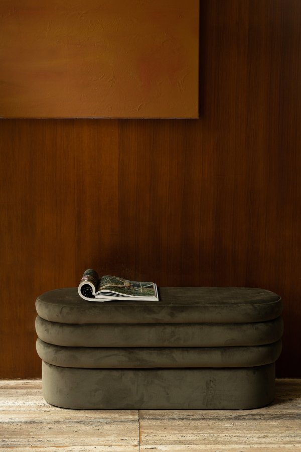 DUTCHBONE Aditi benk, oval - grnn polyester (93x35)