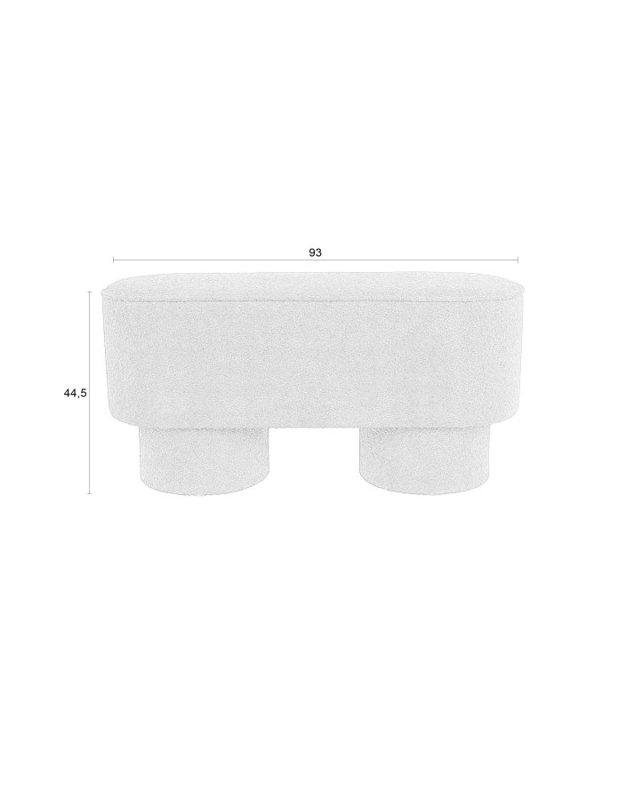 WHITE LABEL LIVING Marcos benk, oval - rdbrun polyester (93x35)