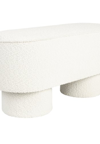 WHITE LABEL LIVING Marcos benk, oval - hvit polyester (93x35)