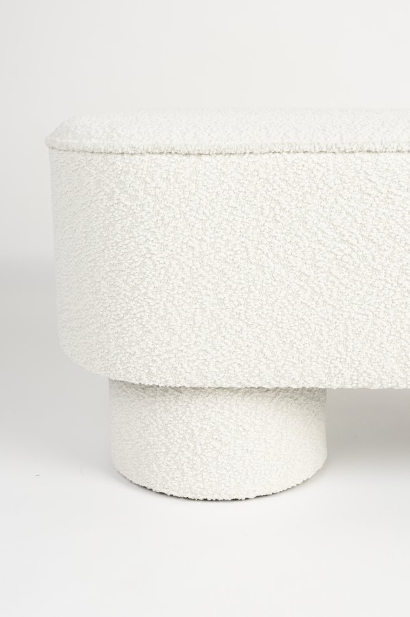 WHITE LABEL LIVING Marcos benk, oval - hvit polyester (93x35)