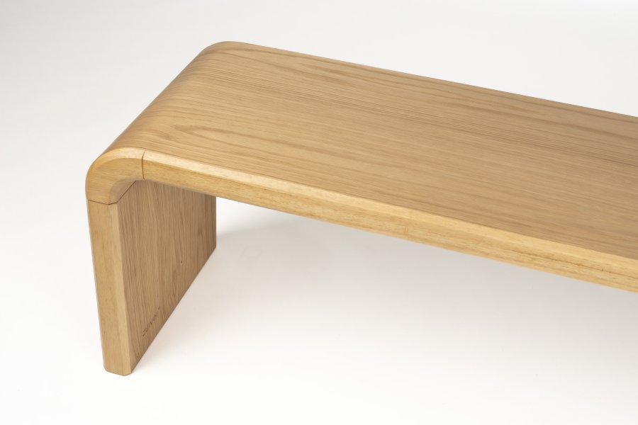ZUIVER Brave benk, rektangulr - naturlig eikefiner og gummitre (140x38)