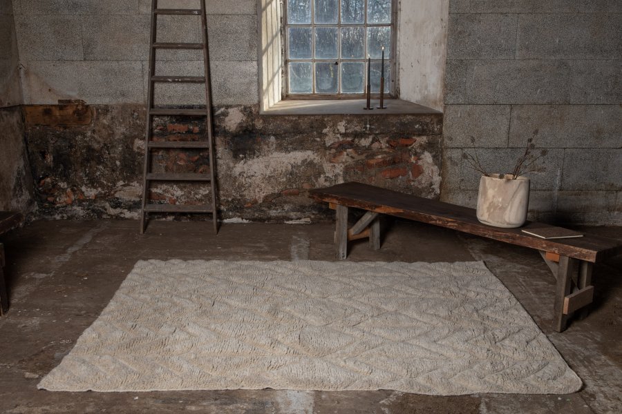 VIND COLLECTION Zoewool teppe, rektangulrt - beige ull (300x200)