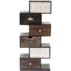 KARE DESIGN Zick Zack Finca kommode - sort/hvid/brunt tr, m. 6 unikke skuffer