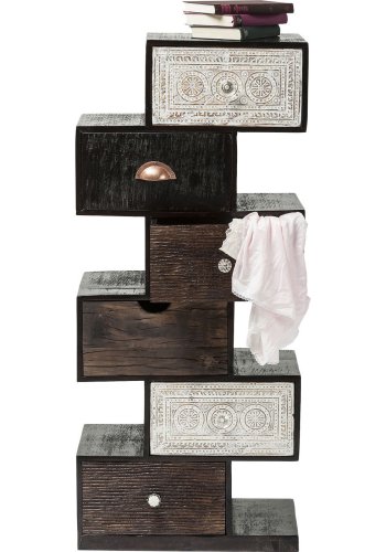 KARE DESIGN Zick Zack Finca kommode - sort/hvid/brunt tr, m. 6 unikke skuffer