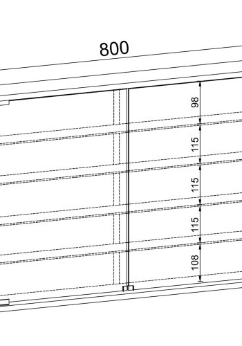 Mandosa L veggskap, m. 2 drer og 4 hyller - glass og sort tre