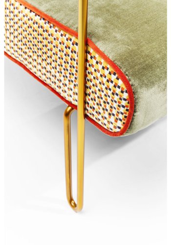 KARE DESIGN Tante Betty Cocktailstol - grnn og flerfarget flyel og messing, med armlener