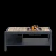 COSI FIRES Cosiflow gerader Feuertisch, rechteckig – natürliches Teakholz und anthrazitgraues Aluminium (120 x 80)