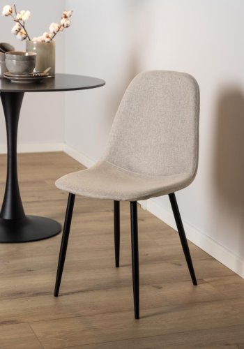 ACT NORDIC Celia spisestuestol - beige stoff og sort stl