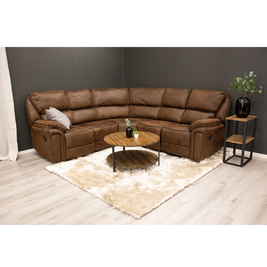 VENTURE DESIGN Saranda hjrnesofa, med hvilestol - brunt stoff