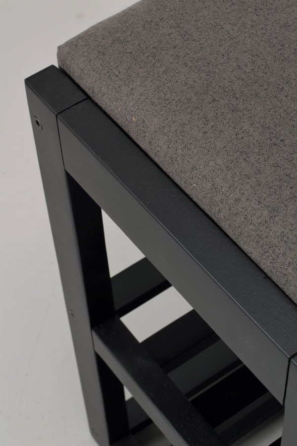 ROWICO Confetti bnk med skohylder - mrkegr stof og sort eg (80x30)