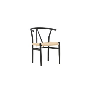 VENTURE DESIGN Alfons spisebordsstol, m. armln - beige rattan og sort stl