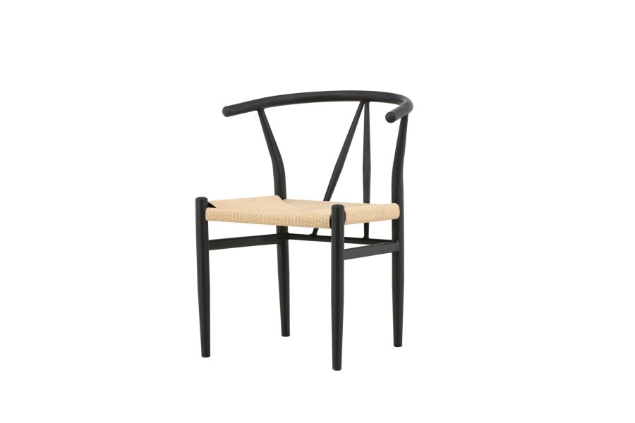 VENTURE DESIGN Alfons spisebordstol, m. armlener - beige rotting og sort stl