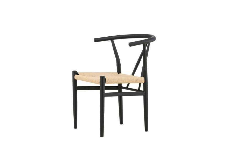 VENTURE DESIGN Alfons spisebordstol, m. armlener - beige rotting og sort stl