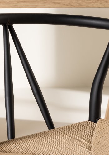 VENTURE DESIGN Alfons spisebordstol, m. armlener - beige rotting og sort stl