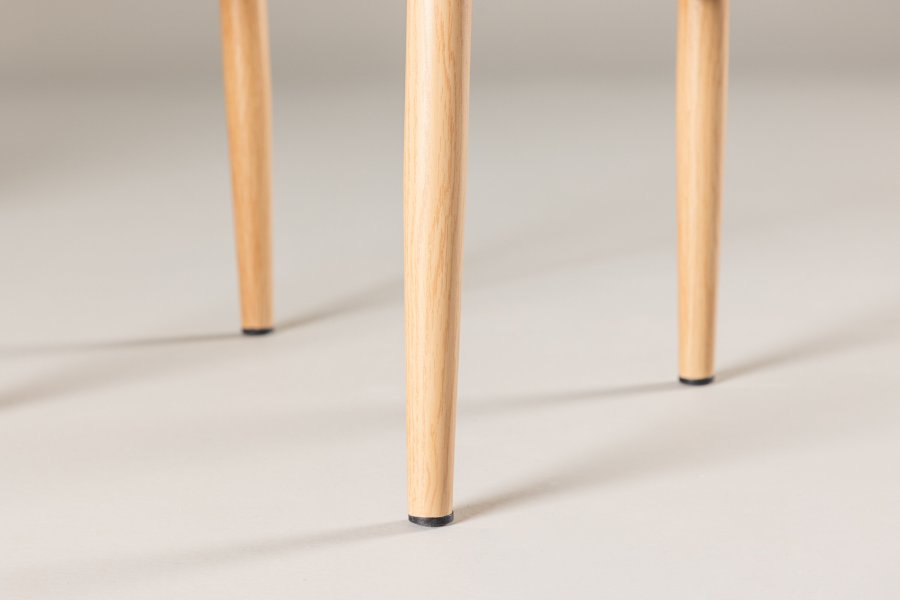 VENTURE DESIGN Alfons Esszimmerstuhl, mit Armlehnen – beiges Rattan und Naturstahl