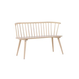 VENTURE DESIGN Bobby spisebordsbnk, m. rygln - hvidvasket gummitr