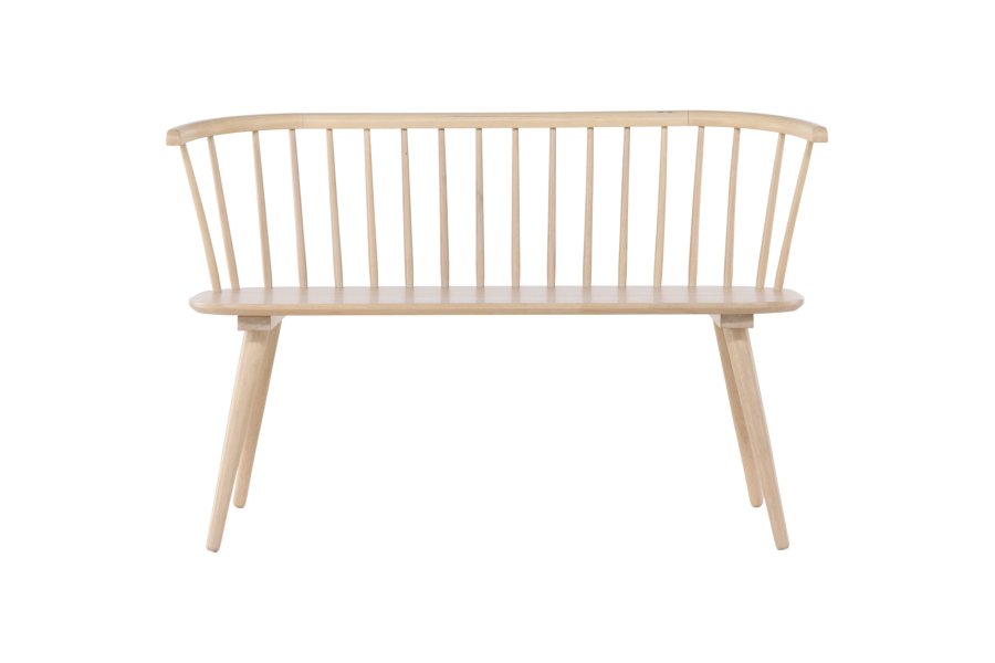 VENTURE DESIGN Bobby spisebordsbenk, m. ryggst�tte - hvitkalket gummitre
