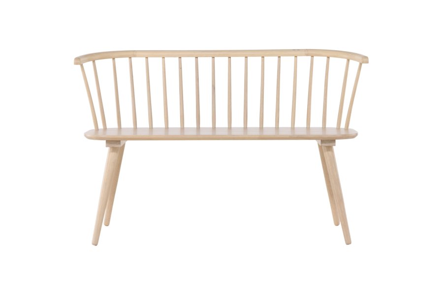 VENTURE DESIGN Bobby spisebordsbenk, m. ryggsttte - hvitkalket gummitre