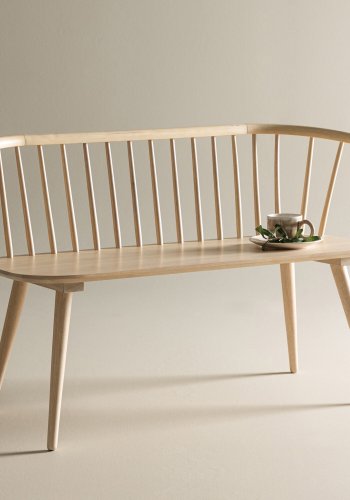 VENTURE DESIGN Bobby spisebordsbenk, m. ryggst�tte - hvitkalket gummitre