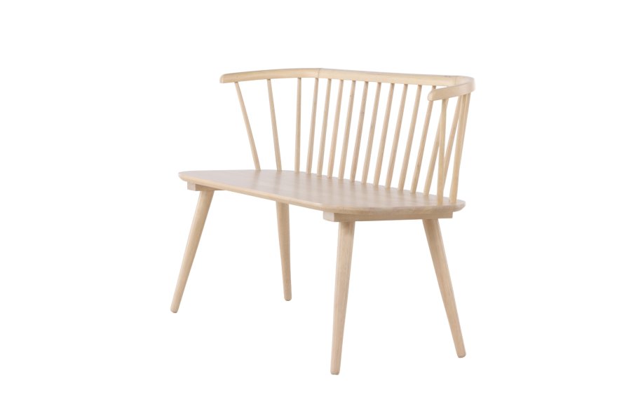 VENTURE DESIGN Bobby spisebordsbenk, m. ryggst�tte - hvitkalket gummitre