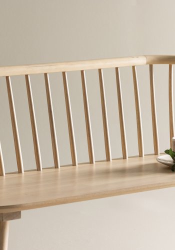VENTURE DESIGN Bobby spisebordsbenk, m. ryggst�tte - hvitkalket gummitre