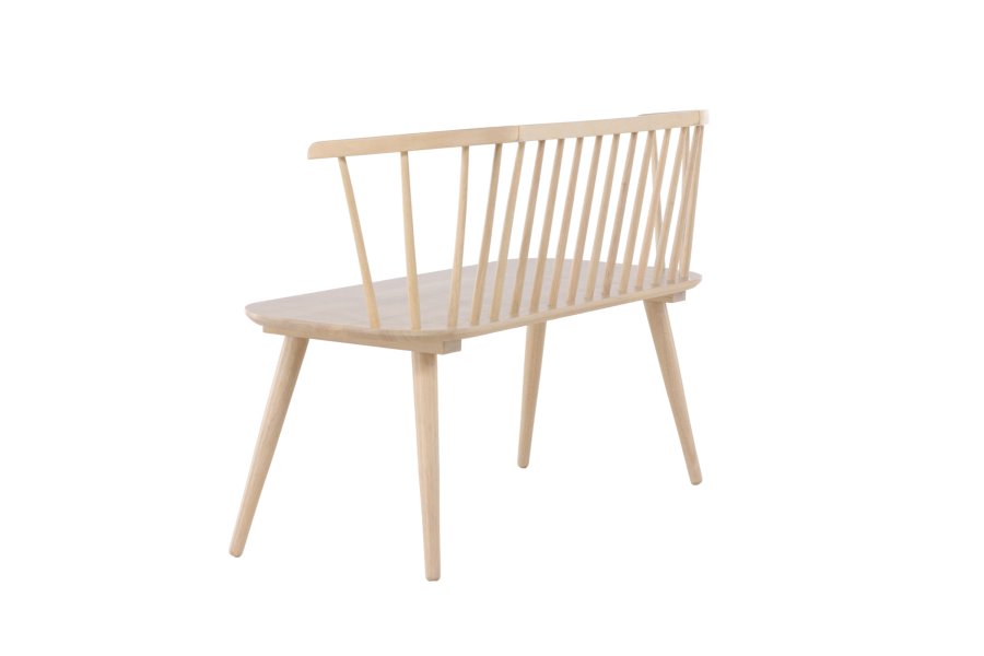 VENTURE DESIGN Bobby spisebordsbenk, m. ryggst�tte - hvitkalket gummitre