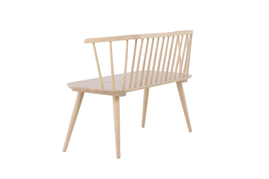 VENTURE DESIGN Bobby spisebordsbenk, m. ryggsttte - hvitkalket gummitre