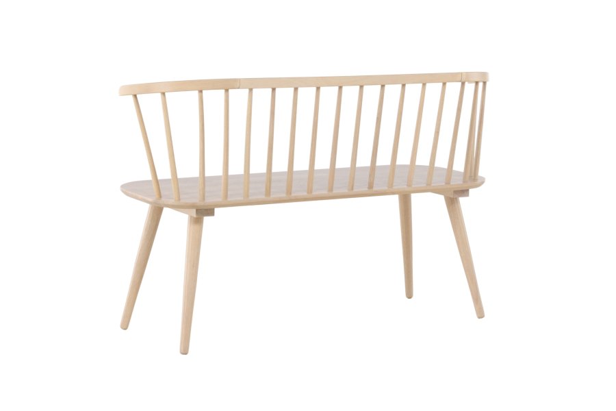 VENTURE DESIGN Bobby spisebordsbenk, m. ryggst�tte - hvitkalket gummitre