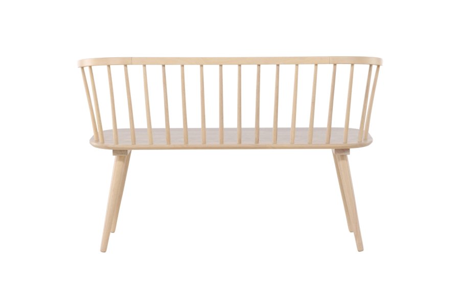 VENTURE DESIGN Bobby spisebordsbenk, m. ryggst�tte - hvitkalket gummitre