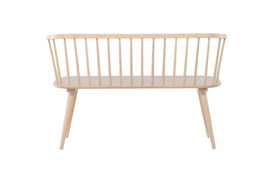 VENTURE DESIGN Bobby spisebordsbenk, m. ryggsttte - hvitkalket gummitre