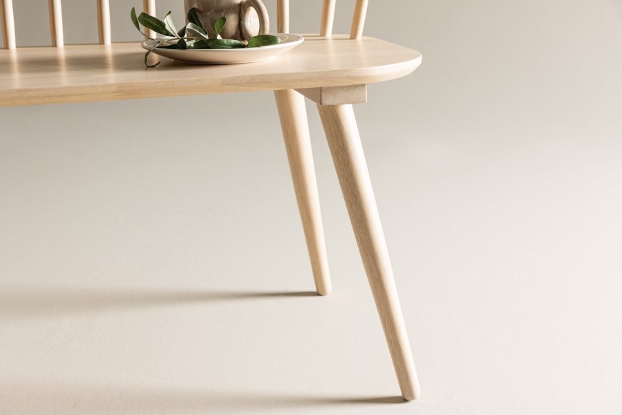 VENTURE DESIGN Bobby spisebordsbenk, m. ryggst�tte - hvitkalket gummitre