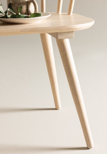 VENTURE DESIGN Bobby spisebordsbenk, m. ryggsttte - hvitkalket gummitre