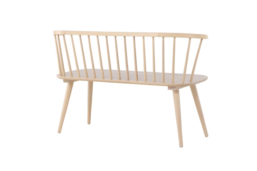VENTURE DESIGN Bobby spisebordsbenk, m. ryggst�tte - hvitkalket gummitre