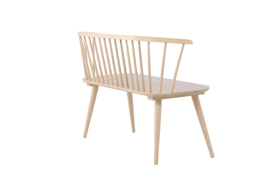 VENTURE DESIGN Bobby spisebordsbenk, m. ryggst�tte - hvitkalket gummitre