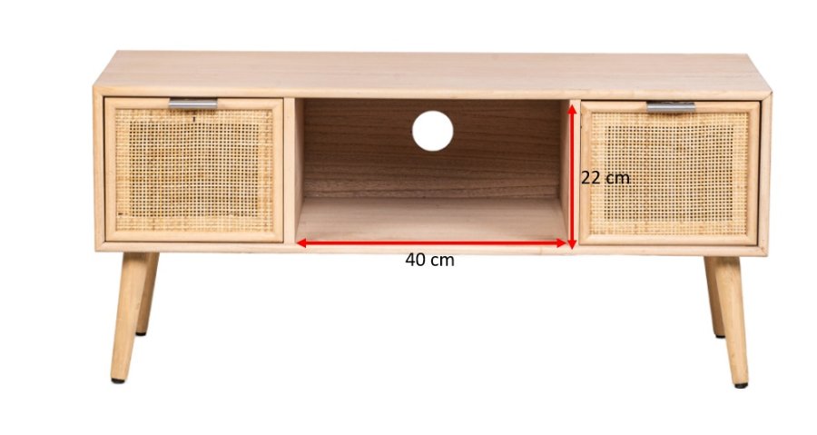 NORDLYS Akita TV-bord, m. 2 skuffer - brun rotting og tre (100x42)