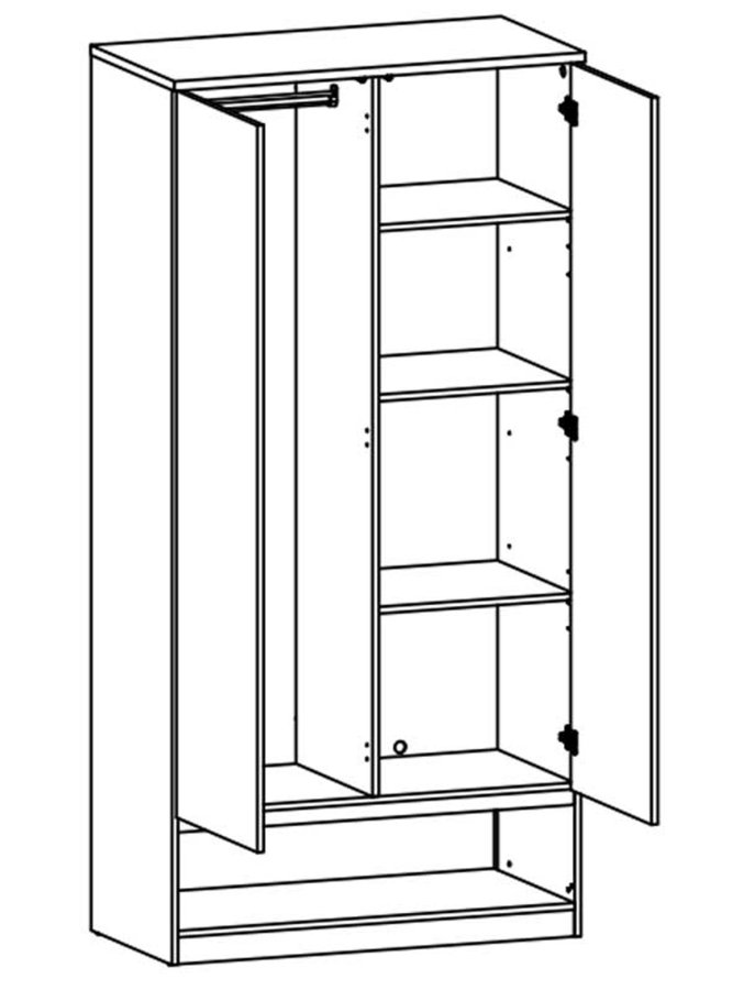 TVILUM Naia Kleiderschrank - weißes Hochglanzholz, mit 2 Türen und 1 Schublade