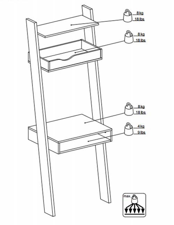 TVILUM Delta Schreibtisch - weiß/Eichenstrukturholz mit 2 Schubladen
