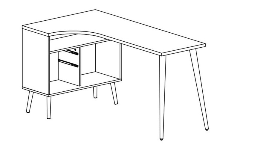 TVILUM Delta skrivebord - eikestruktur/hvit tre m. 2 skuffer