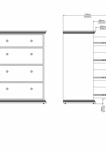 TVILUM North kommode med 4 skuffer, mat sort, 86,3 x 51,6 x 115,6 cm
