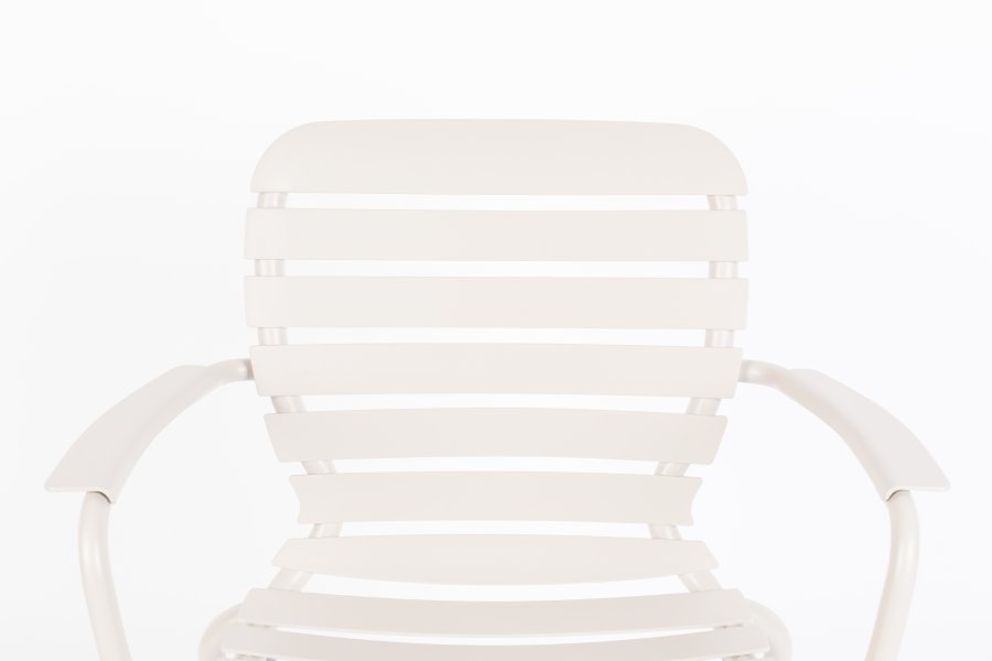 ZUIVER Vondel hagestol, med armlener - leirhvit aluminium